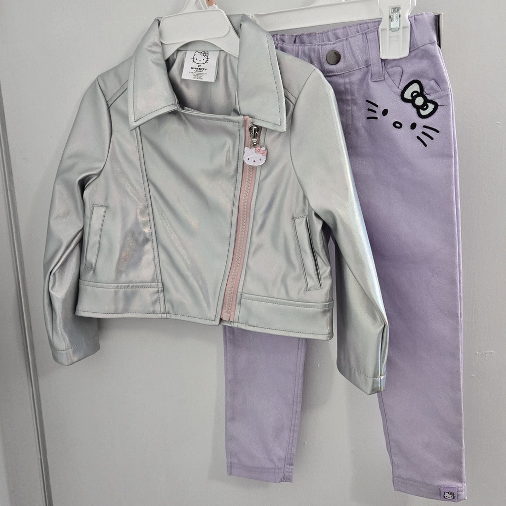 NWT Hello Kitty Set - Size 2T - Silver Jacket + Purple Pant
